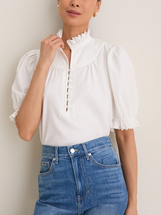 Tuckernuck Tops - Tuckernuck Pomander Place White Selena Blouse Size Small.    24